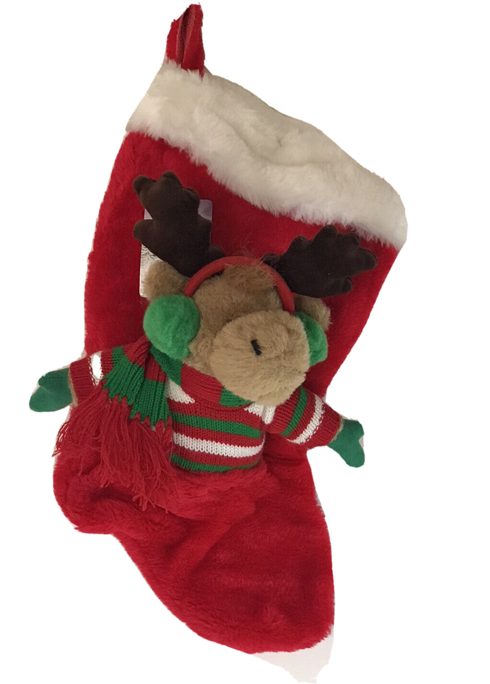 Vintage Reindeer Christmas Stocking Santa's 3D Best